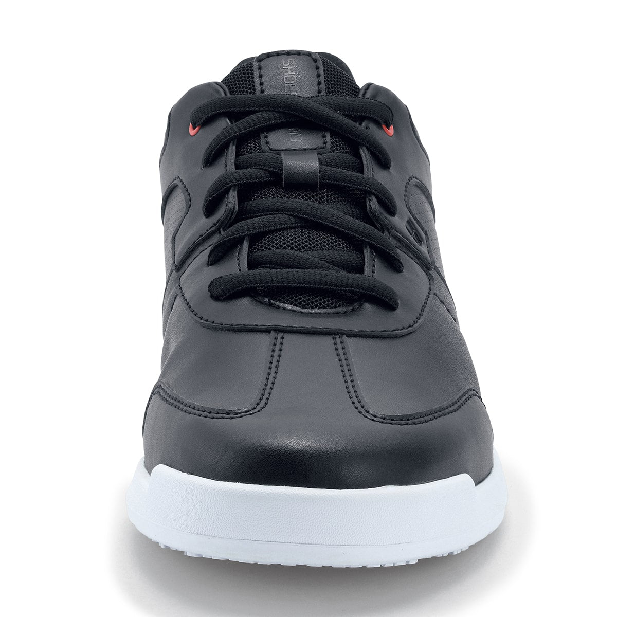 The Freestyle II White Outsole from Shoes For Crews is a slip-resistant shoe featuring a removable cushioned insole,  seen from the front.