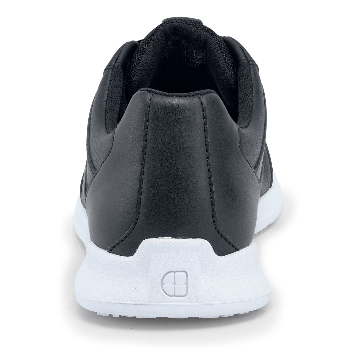 The Freestyle II White Outsole from Shoes For Crews is a slip-resistant shoe featuring a removable cushioned insole,  seen from the back.