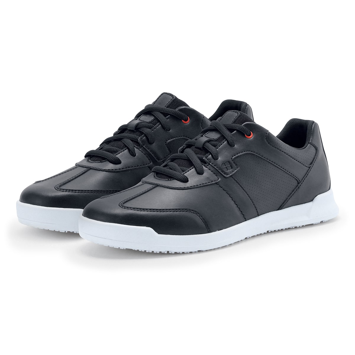 The Freestyle II White Outsole from Shoes For Crews is a slip-resistant shoe featuring a removable cushioned insole, pair seen in profile on the left.