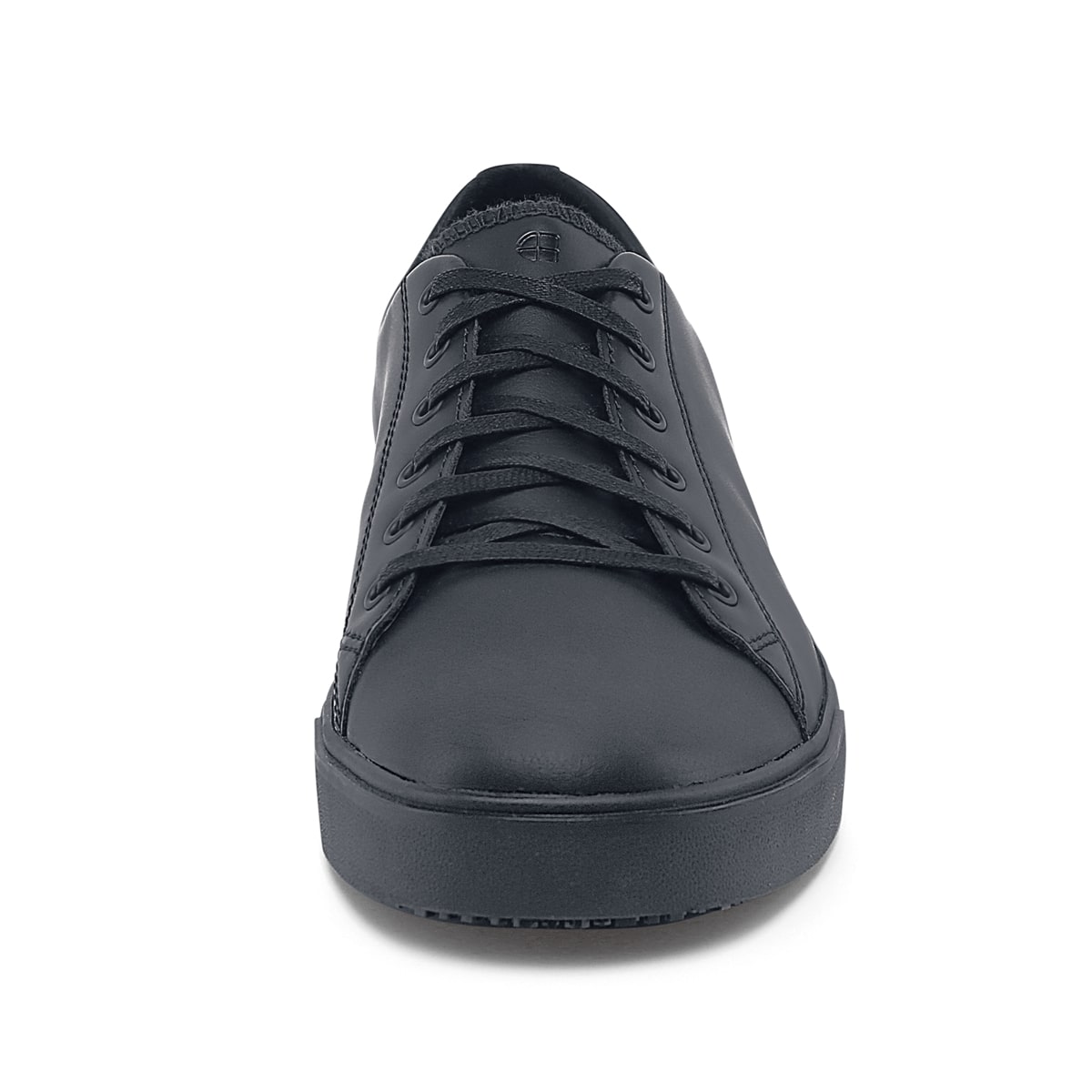 The Old School Low-Rider from Shoes For Crews is an slip-resistant lace-up shoe designed to provide comfort throughout the day, seen from the front.