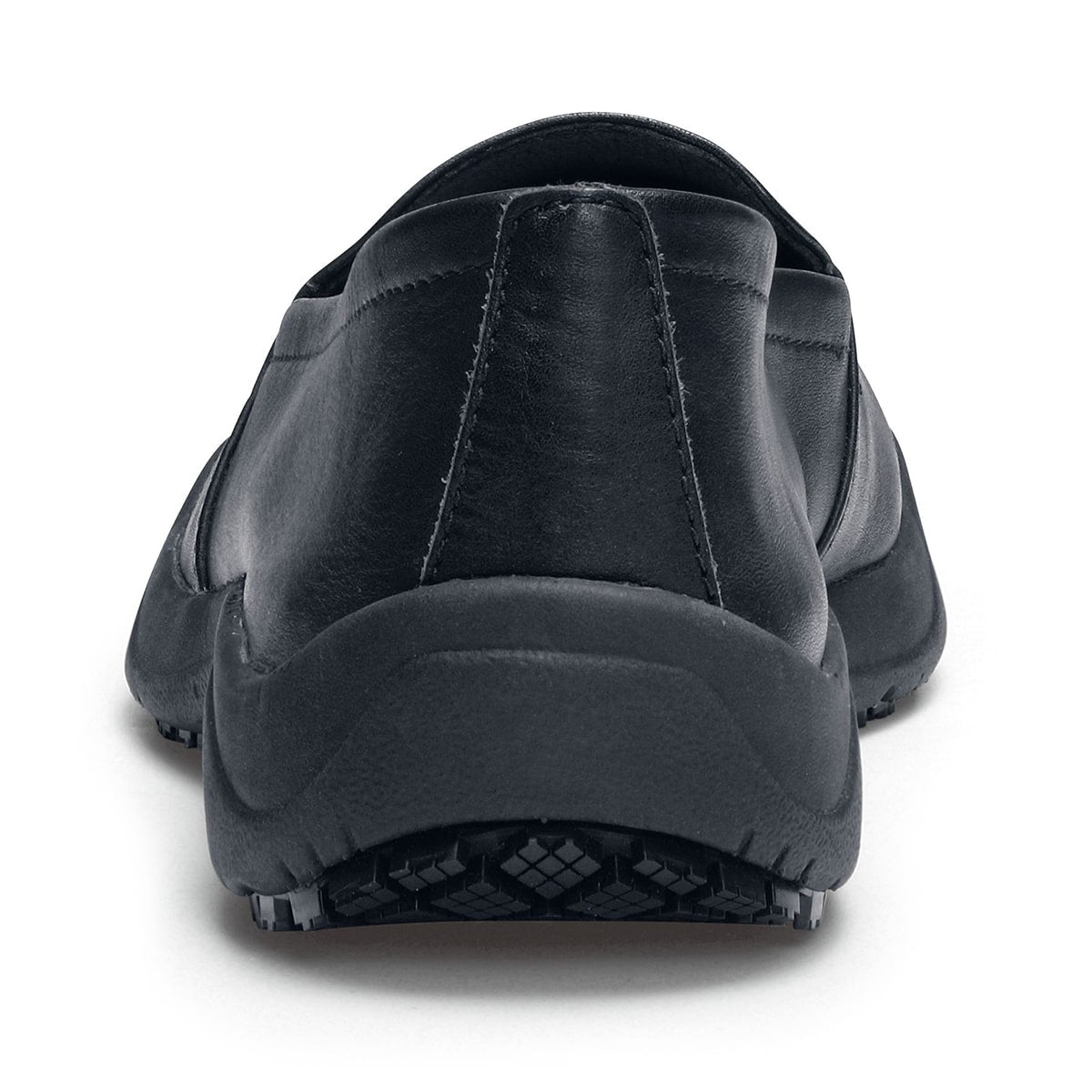 The Jasmine Black by Lila from Shoes for Crews are slip-resistant, casual, lightweight and water-resistant shoes, seen from the back.