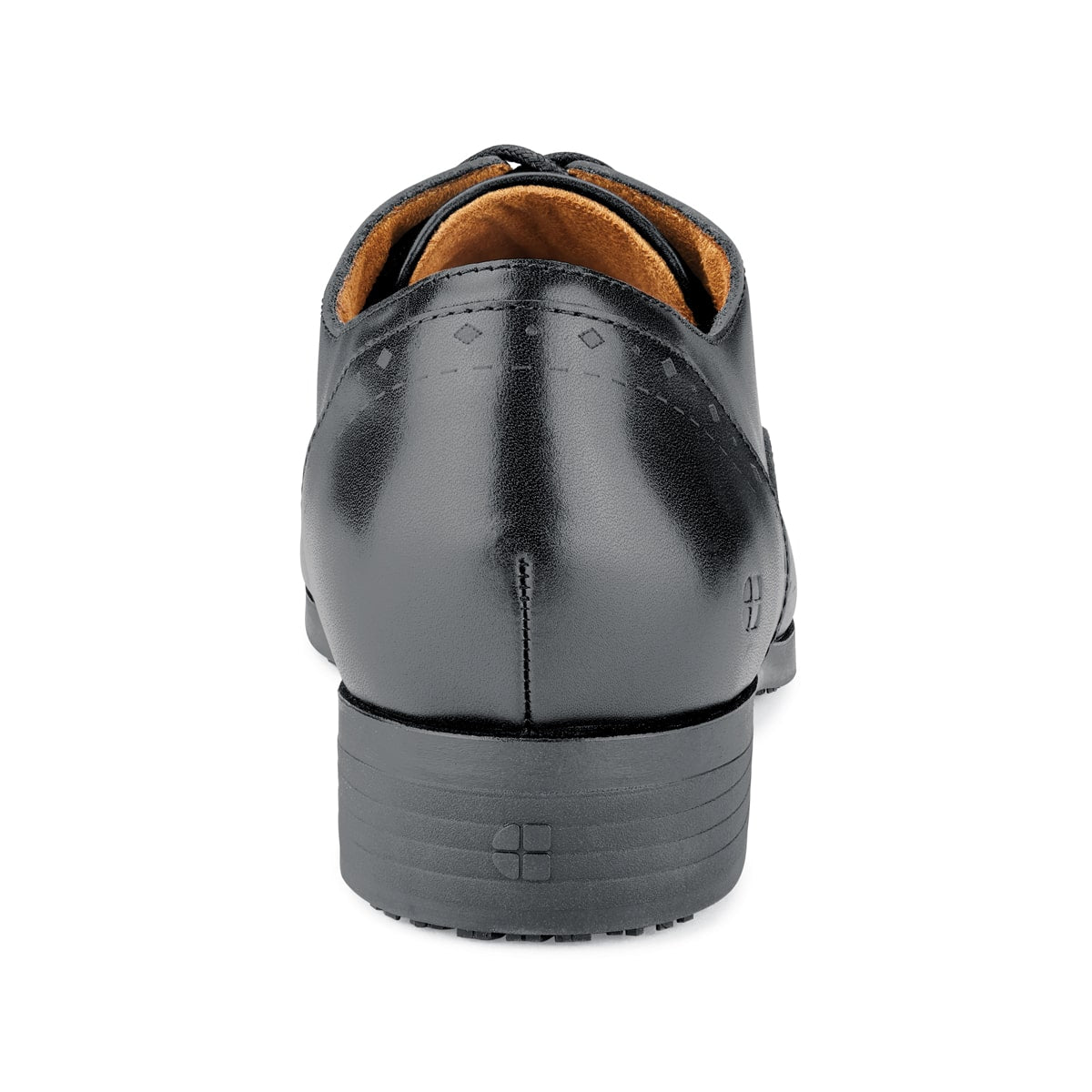 The Kora from Shoes For Crews are slip-resistant dress shoes,seen from back.