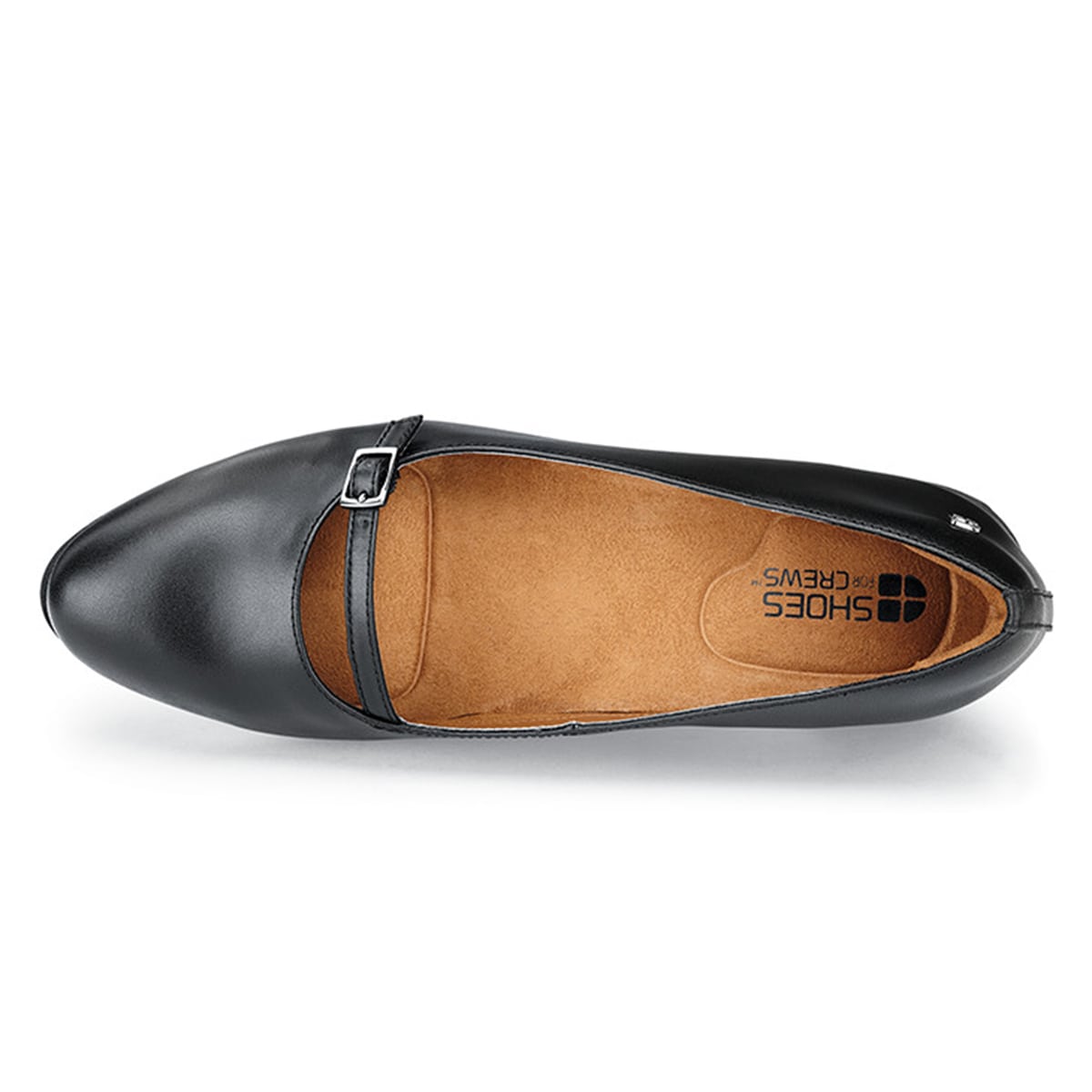 The Marla from Shoes For Crews has extra cushioning built in for incredible comfort, with TripGuard to keep you moving smoothly and a slip-resistant sole, seen from above.