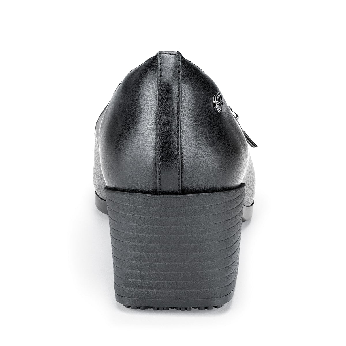 The Marla from Shoes For Crews has extra cushioning built in for incredible comfort, with TripGuard to keep you moving smoothly and a slip-resistant sole, seen from the back.