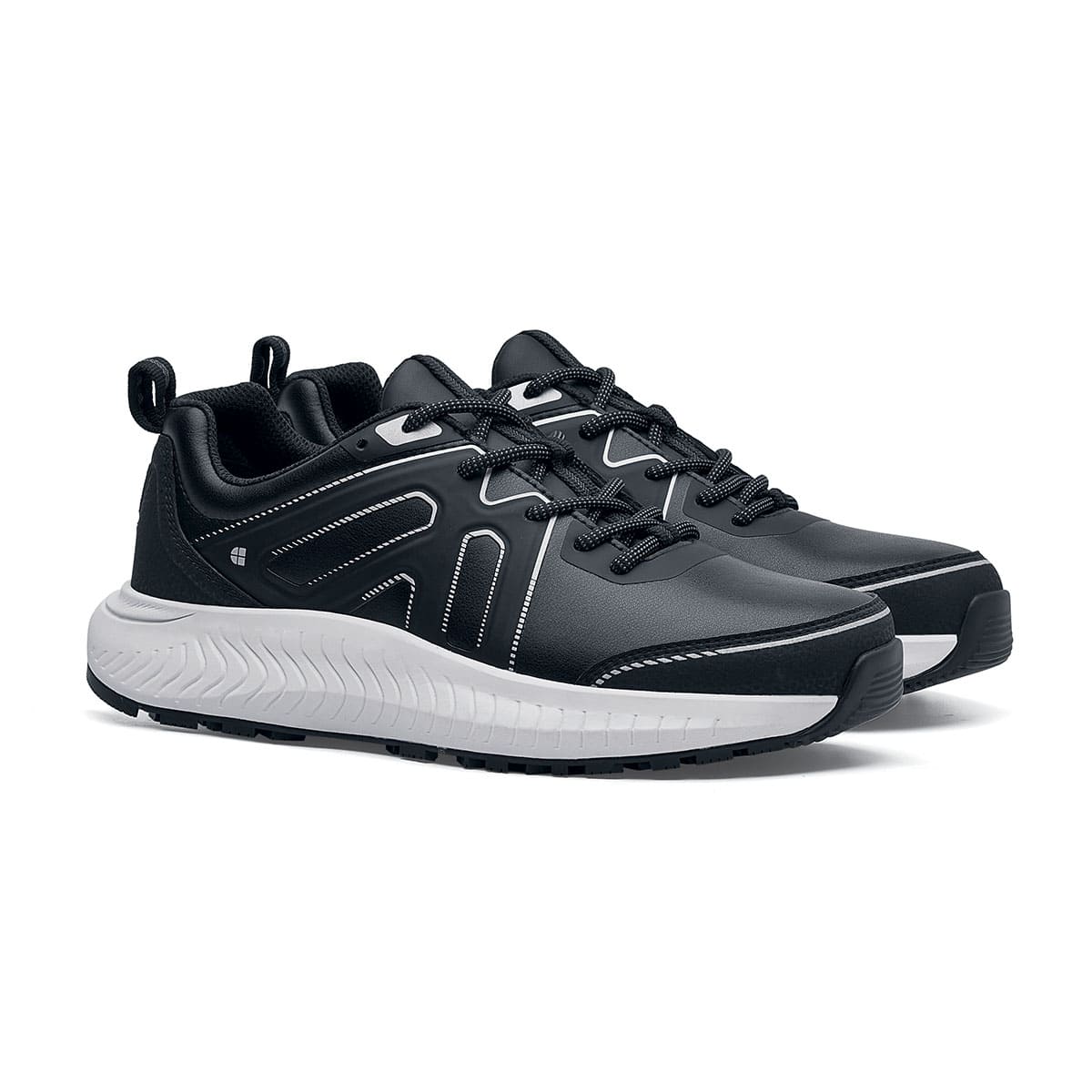 The Colly Soft Toe from Shoes For Crews are slip-resistant shoes that offer superior TripGuard technology, a water-resistant upper and arch support,  pair seen in profile on the right.