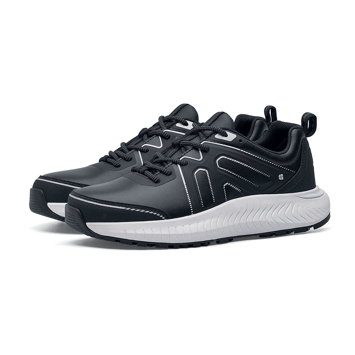 The Colly Soft Toe from Shoes For Crews are slip-resistant shoes that offer superior TripGuard technology, a water-resistant upper and arch support,  pair seen in profile on the left.