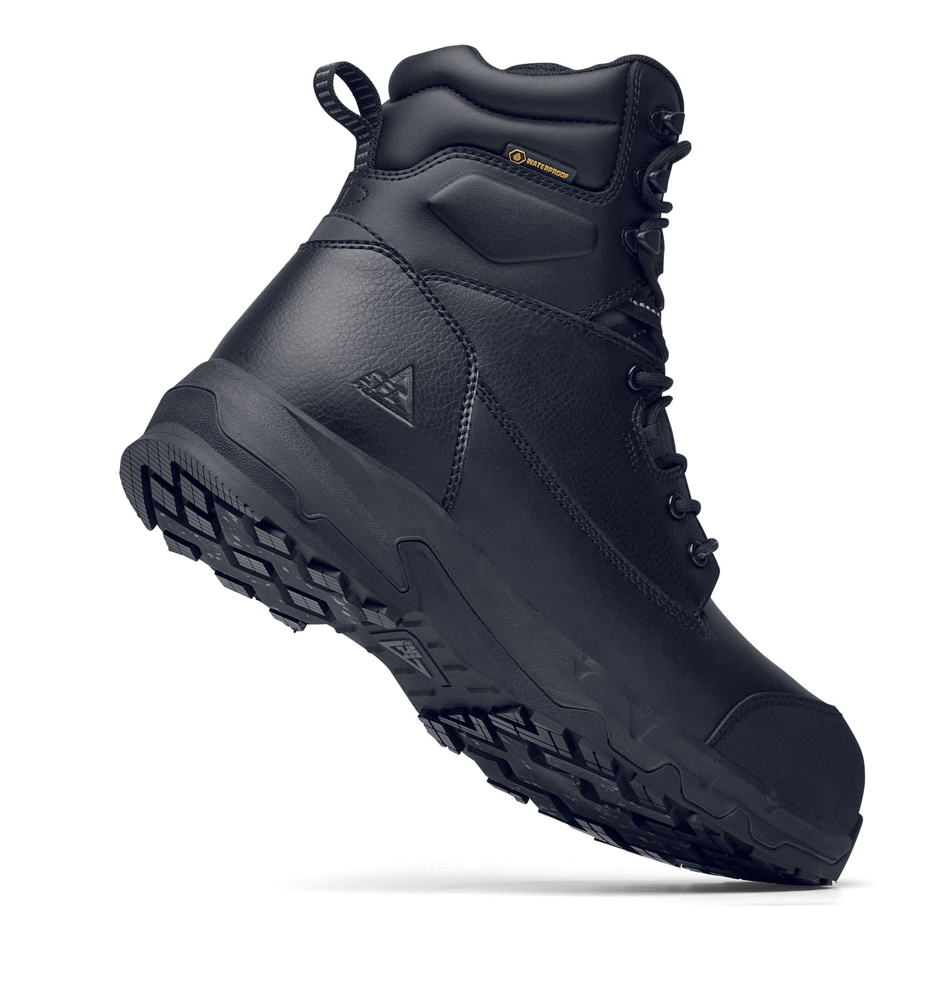 The Delvin from Shoes For Crews, the ultimate footwear for extreme conditions, seen from the perpendicular.
