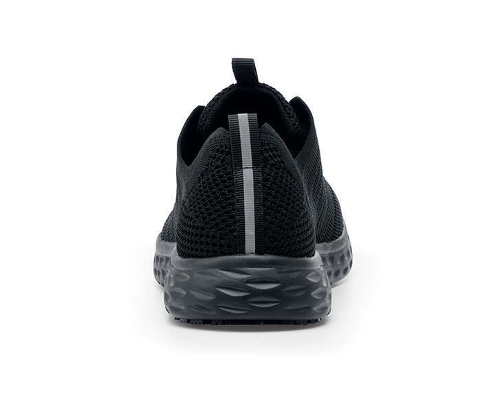The Everlight Mens Black from Shoes For Crews are breathable slip-resistant trainers which are lightweight and easy to clean,  seen from the back.