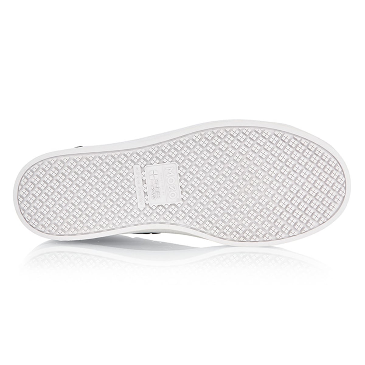Maven by Mozo for Shoes For Crews are slip-resistant, waterproof trainers, seen from below.