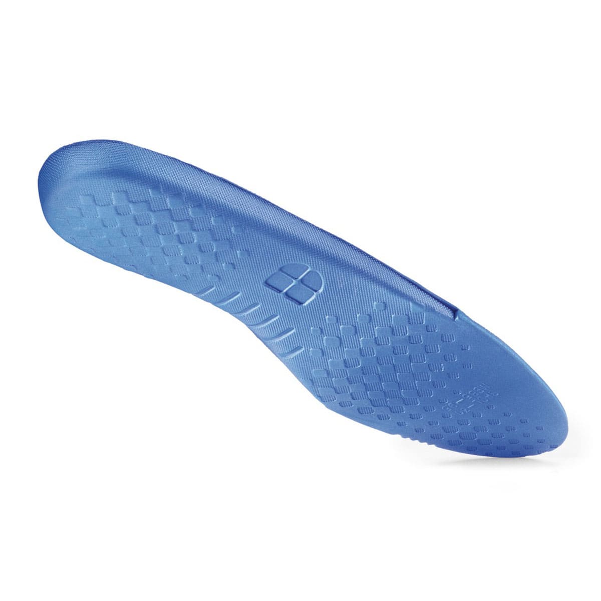The Shoes For Crews comfort insole is made from durable EVA material and incorporates a cushioned layer and an adaptable arch, seen from the perpendicular.