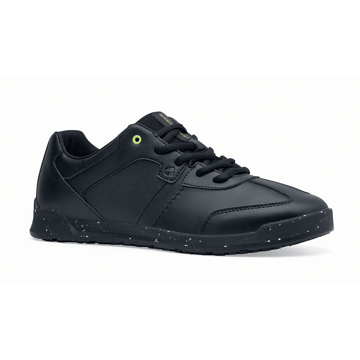 The Freestyle II Eco from Shoes For Crews are slip-resistant, lightweight shoes made from sustainable materials, seen from the right profile.