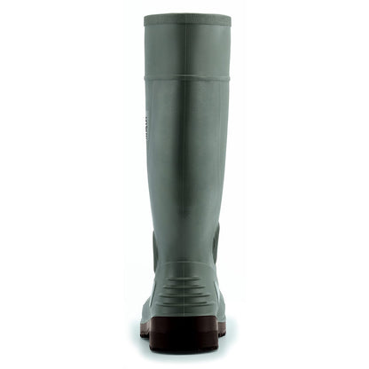 The Guardian Green from Shoes For Crews waterproof wellington boots offers superior slip resistance on a variety of flooring surfaces, seen from the back.