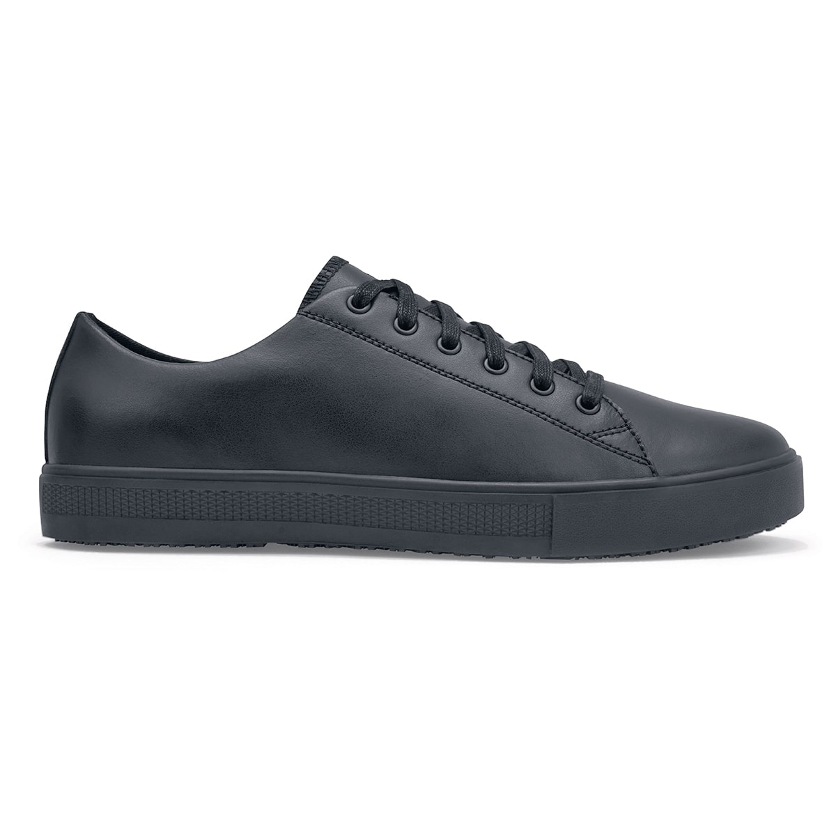 The Old School Low-Rider from Shoes For Crews is an slip-resistant lace-up shoe designed to provide comfort throughout the day, seen from the right.