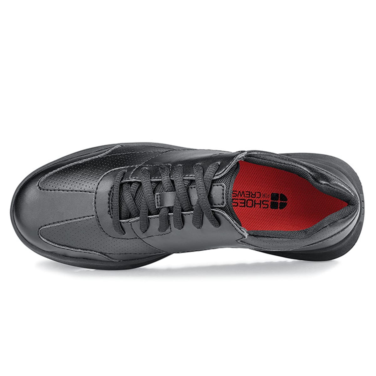 Liberty from Shoes For Crews are slip-resistant shoes that provide comfort throughout the day, seen from above.