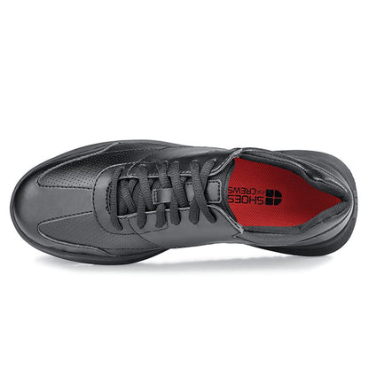 Liberty from Shoes For Crews are slip-resistant shoes that provide comfort throughout the day, seen from above.