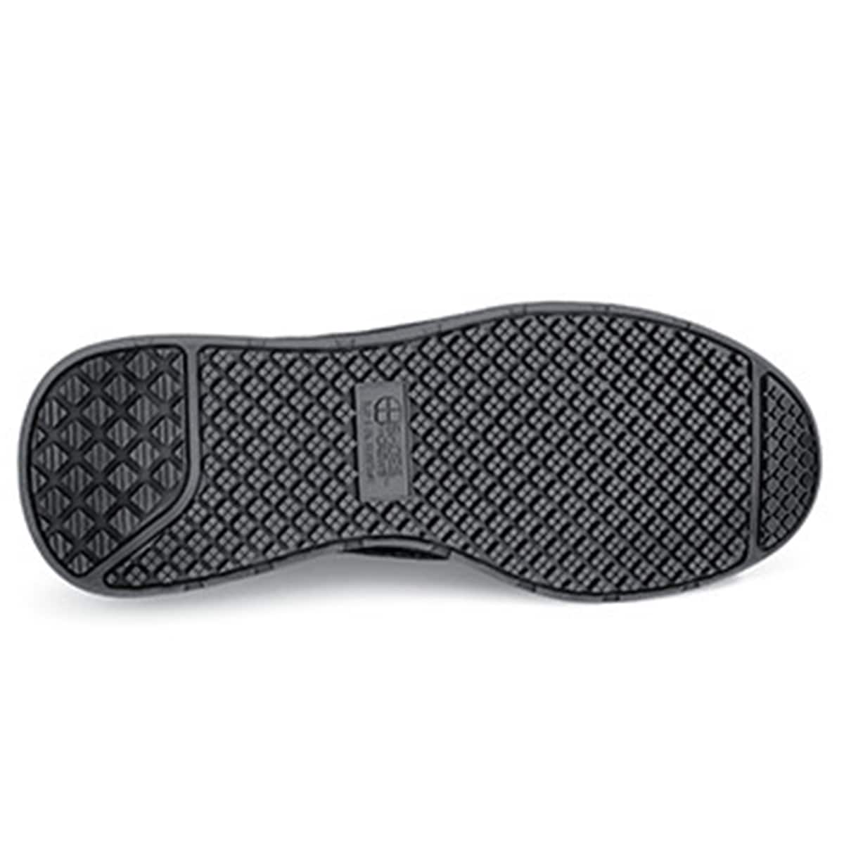 Liberty from Shoes For Crews are slip-resistant shoes that provide comfort throughout the day, seen from below.