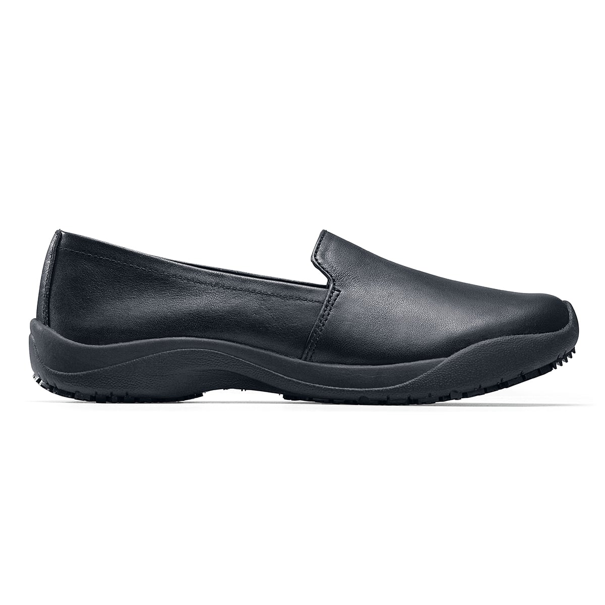 The Jasmine Black by Lila from Shoes for Crews are slip-resistant, casual, lightweight and water-resistant shoes, seen from the right.