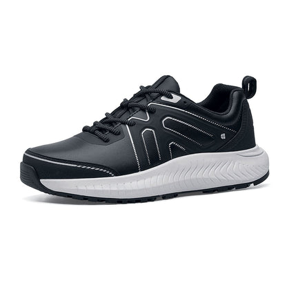 The Colly Soft Toe from Shoes For Crews are slip-resistant shoes that offer superior TripGuard technology, a water-resistant upper and arch support,  seen from the left profile.
