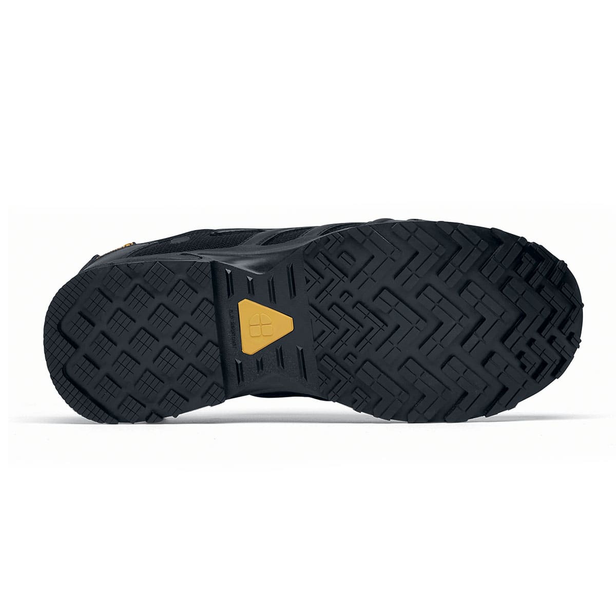 The Carrig Low O2 SRC CI HI ESD from Shoes For Crews is a slip-resistant, waterproof, breathable and lightweight hiker shoe ideal for daily use, seen from the bellow.