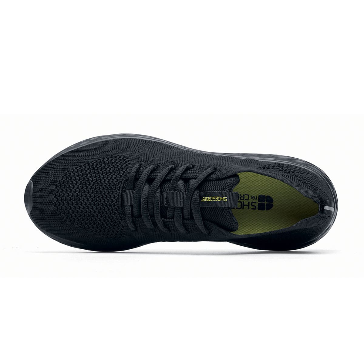 The Everlight™ Eco Men's Black from Shoes For Crews are slip-resistant trainers built with a recycled mesh upper that is water-resistant and breathable. Designed to keep your feet cool and ventilated, seen from above.