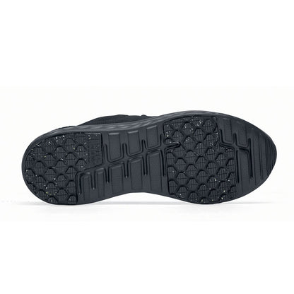 The Everlight™ Eco Men's Black from Shoes For Crews are slip-resistant trainers built with a recycled mesh upper that is water-resistant and breathable. Designed to keep your feet cool and ventilated, seen from below.