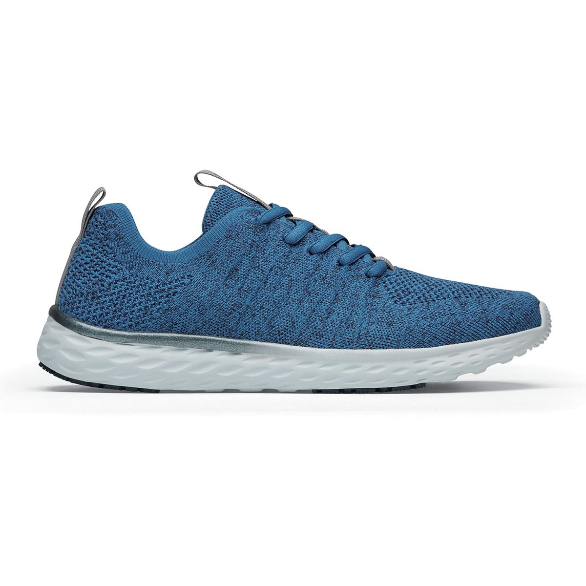 The Everlight Mens Ocean Blue from Shoes For Crews are slip-resistant, breathable, lightweight and easy-to-clean trainers,  seen from the right.