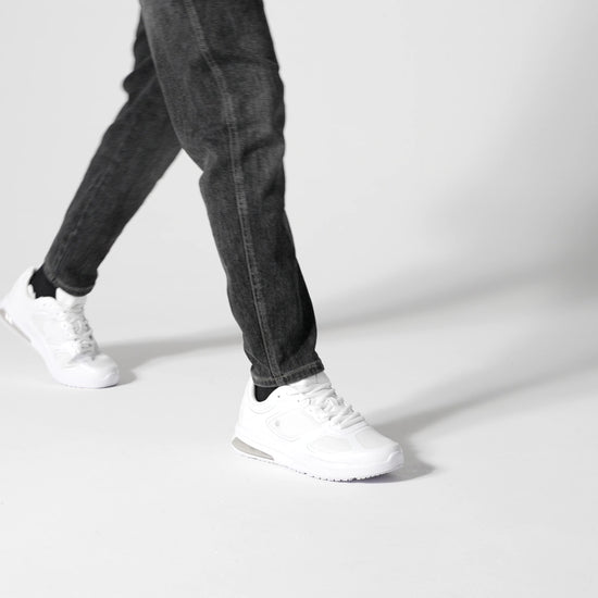 The Evolution II White from Shoes For Crews are slip-resistant and water-resistant trainers,  product video.