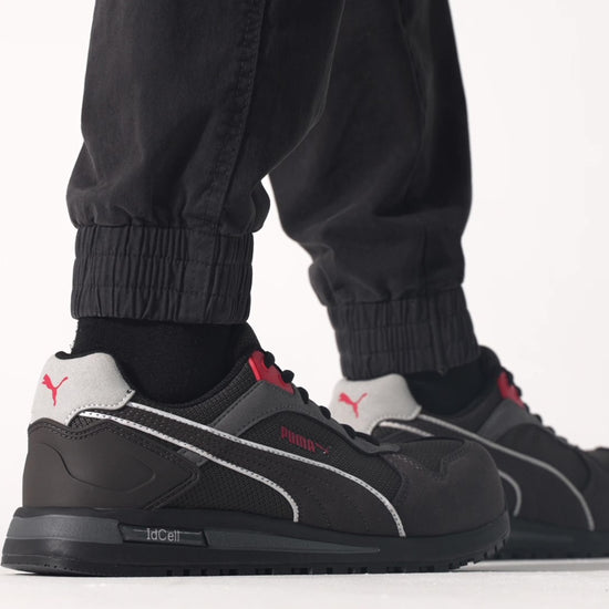 The Frontside Ivy Low from Puma Safety X Shoes For Crews are slip-resistant safety shoes with a clog-resistant outsole and composite-fiberglass toe cap, product video.